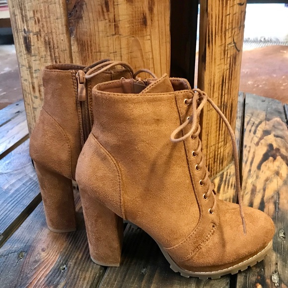 TAN PLATFORM COMBAT BOOTIE - Picture 4 of 5